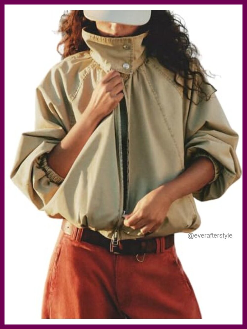 Washed Distressed Funnel Neck Bomber Jacket - 100% Cotton Zip Up Casual Fall